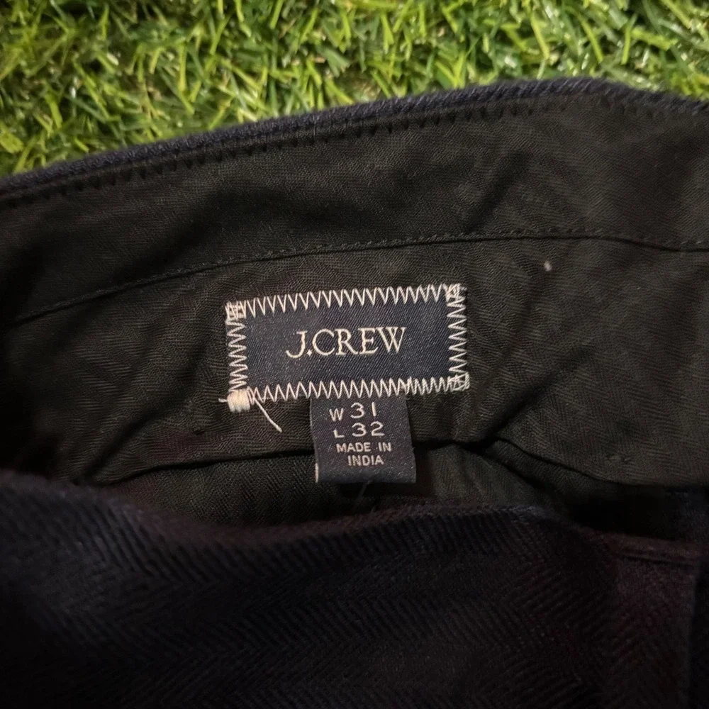 J.Crew Mens Navy Herringbone 100% Linen Pleated Dress Pants CF211 31x32 NWT